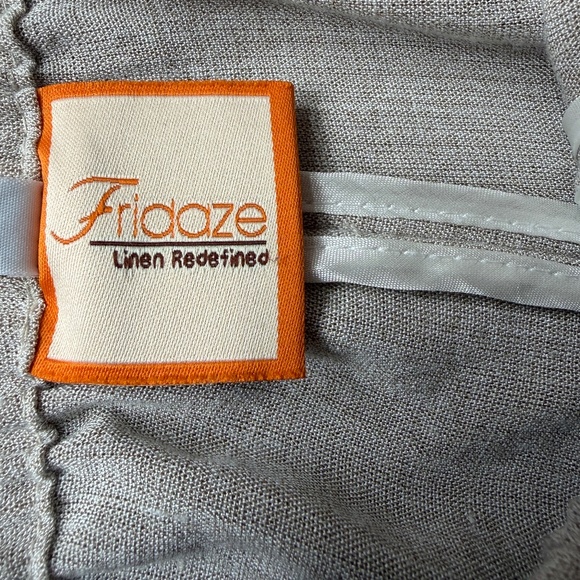 Fridaze Linen Pants Redefined Linen Beige Elastic Waist Women’s Wide Leg | Sz 0X - Picture 14 of 16